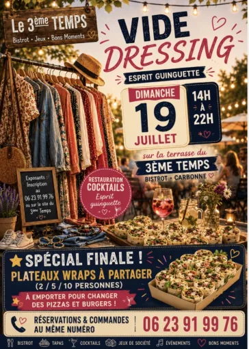 Quoi faire dimanche 19 juillet? Un vide dressing guinguette?, Carbonne, Le 3ème Temps